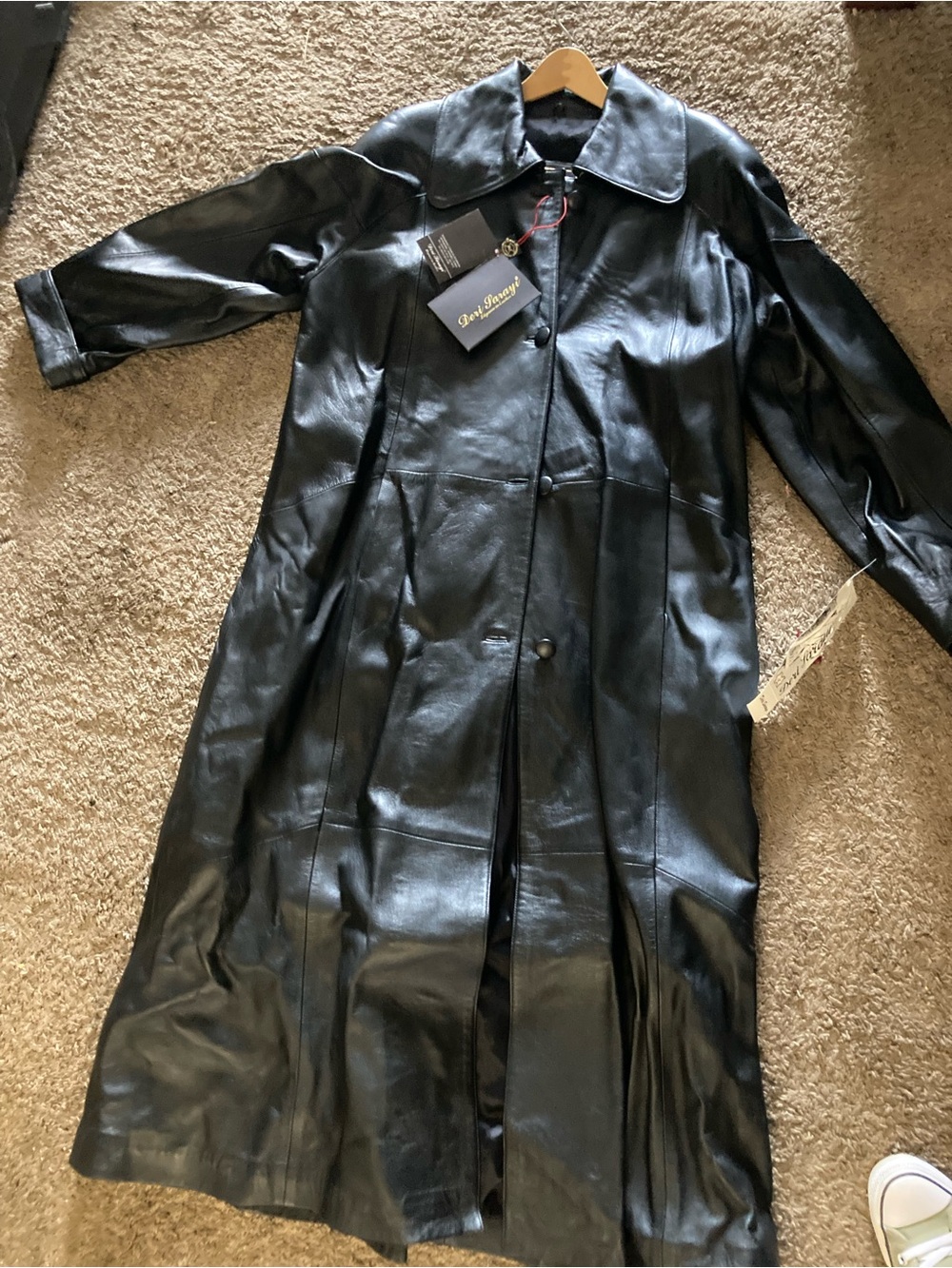 Vintage real leather trench coat